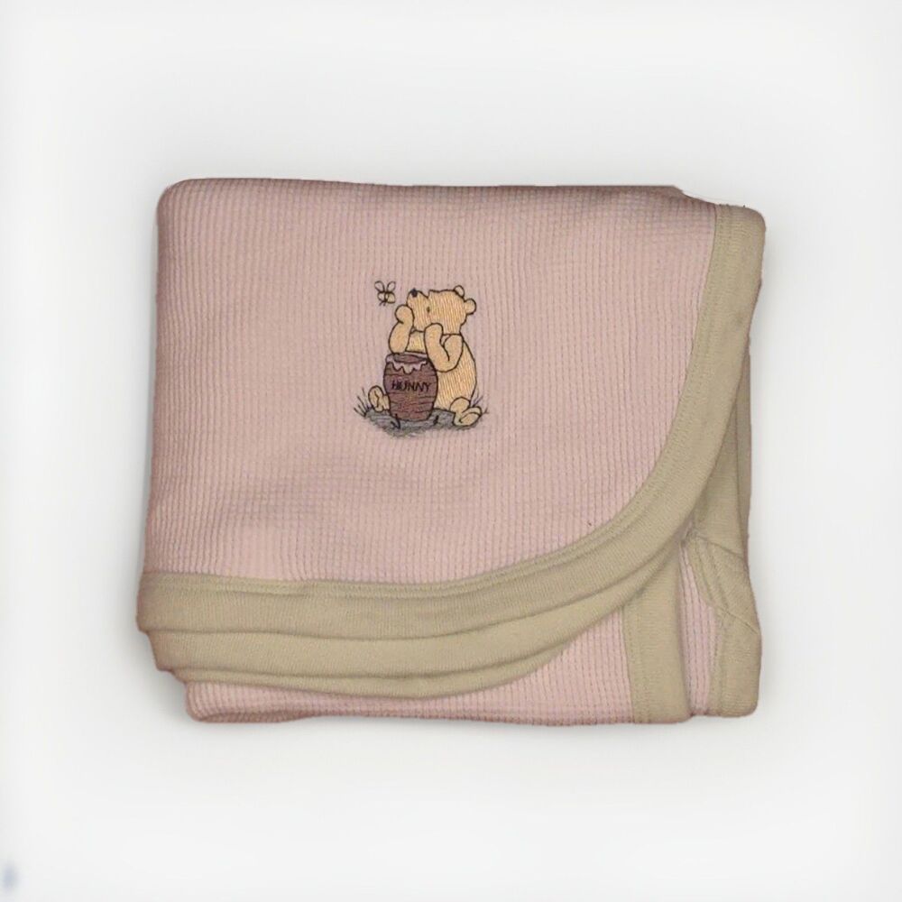 Winnie The Pooh Cotton Baby Blanket 26x28 Classic Neutral Disney Adorable Bear